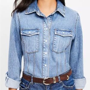 New LOFT Denim Seamed Western Shirt size 6